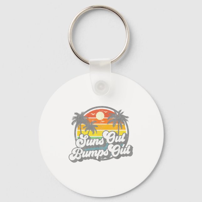 Suns Out Bumps Out Beach Funny Pregnancy Cute Mate Keychain (Front)