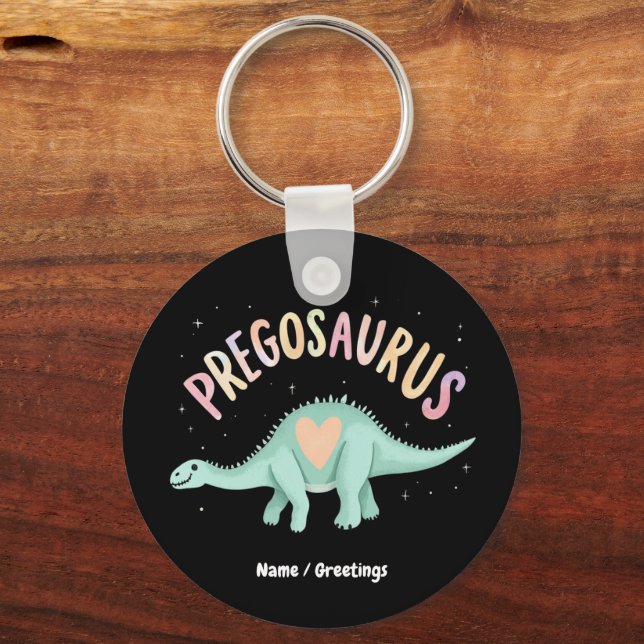 Sun's Out Bumps Out Groovy Pregosaurus  Funny Dino Keychain (Front)