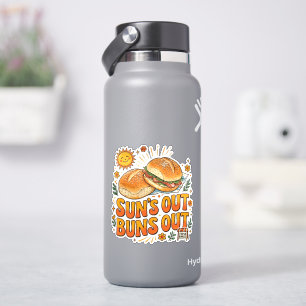 Sun's Out Buns Out Cheerful Retro Summer Design Sticker