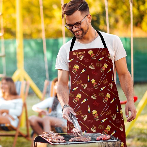 Suns Out Buns Out Funny Custom Name Cookout Large Apron