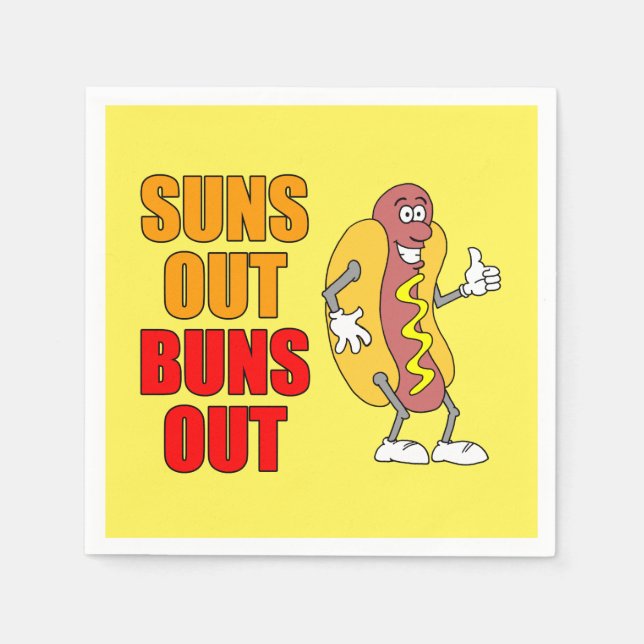 Suns Out Buns Out Funny Hot Dog Napkins (Front)
