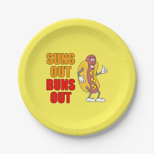 Suns Out Buns Out Funny Hot Dog Paper Plates