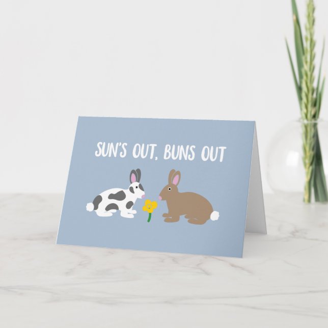 Sun's Out, Bun's Out Funny Rabbits Spring Easter Card (Front)