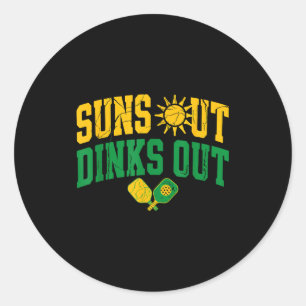 Suns out dinks out pickleball vintage paddle sport classic round sticker