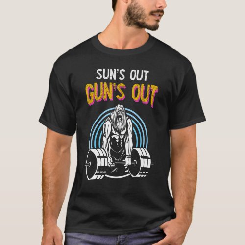 Suns Out Guns Out Barbell Men Women Bodybuilding  T_Shirt