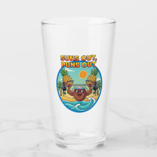Suns Out Puns Out Beach Badge Funny Summer Glass