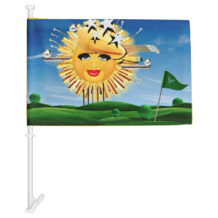 SUNS! SUNSHINE! SUNNY DAY OF GOLF! CAR FLAG