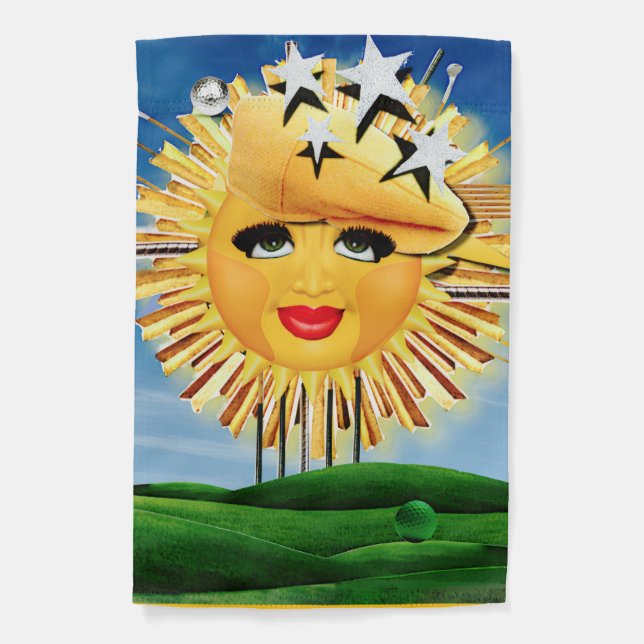 SUNS! SUNSHINE! SUNNY DAY OF GOLF! GARDEN FLAG (Front)