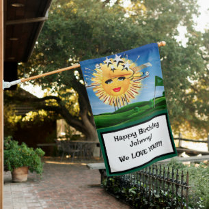 SUNS! SUNSHINE! SUNNY DAY OF GOLF! HOUSE FLAG