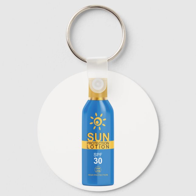 Sunscreen lotion on white keychain (Front)