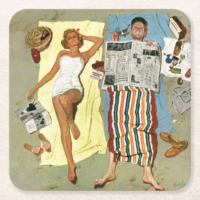 Sunscreen? Square Paper Coaster (Front)