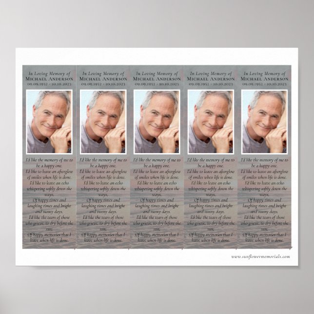 Sunset | 2x7" DIY Funeral Bookmark Template Poster (Front)