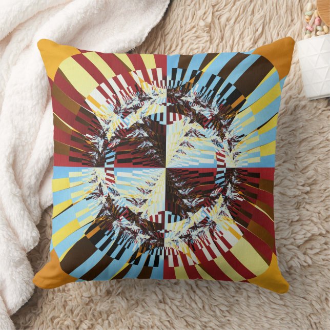 Sunset Abstract Art Throw Pillow (Blanket)
