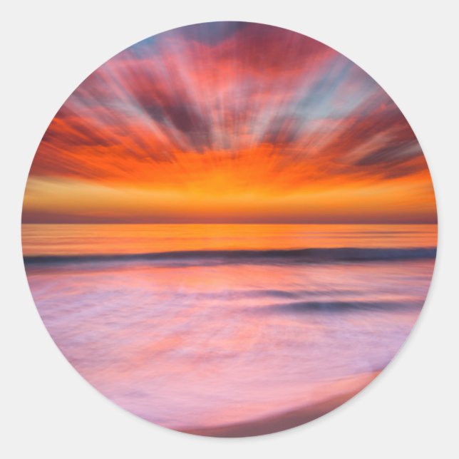 Sunset abstract from Tamarack Beach Classic Round Sticker (Front)