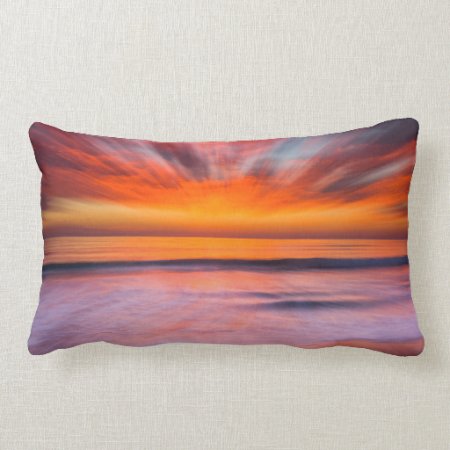 Sunset Abstract From Tamarack Beach Lumbar Pillow