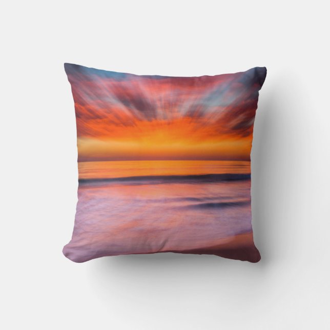 Sunset abstract from Tamarack Beach Throw Pillow (Front)