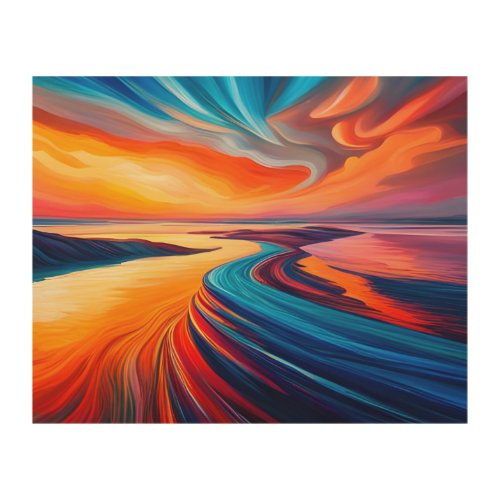 Sunset Abstract Waterscape Wood Wall Art