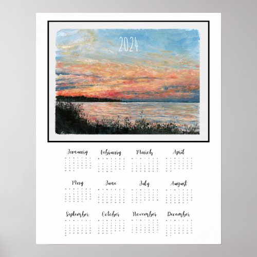 Sunset Acrylic Painting 2024 Calendar Art Print