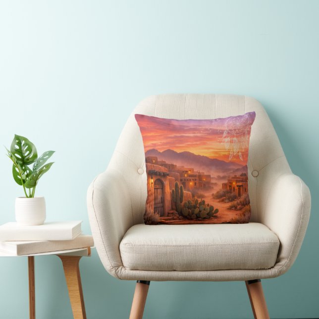 Sunset Adobe Throw Pillow (Chair)