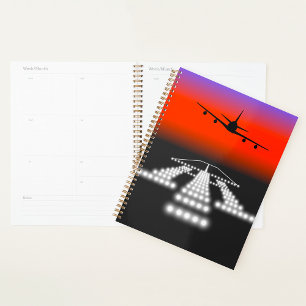 Sunset Airplane Approach Runway Lights Aviation Planner
