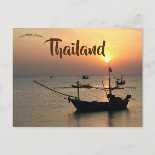 Sunset and Boats in Thailand Postcard