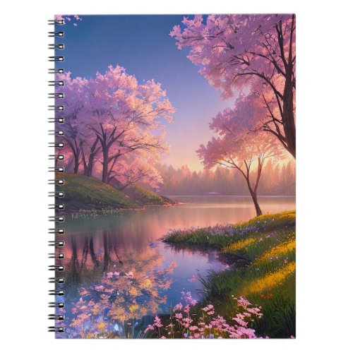 Sunset and Cherry Blossoms Notebook
