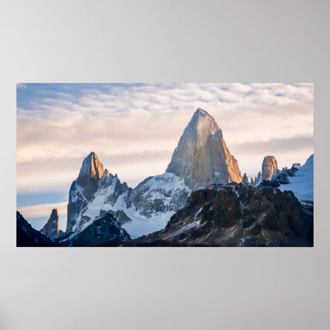 Sunset And Clouds Over Mt Fitzroy Poster (Front)