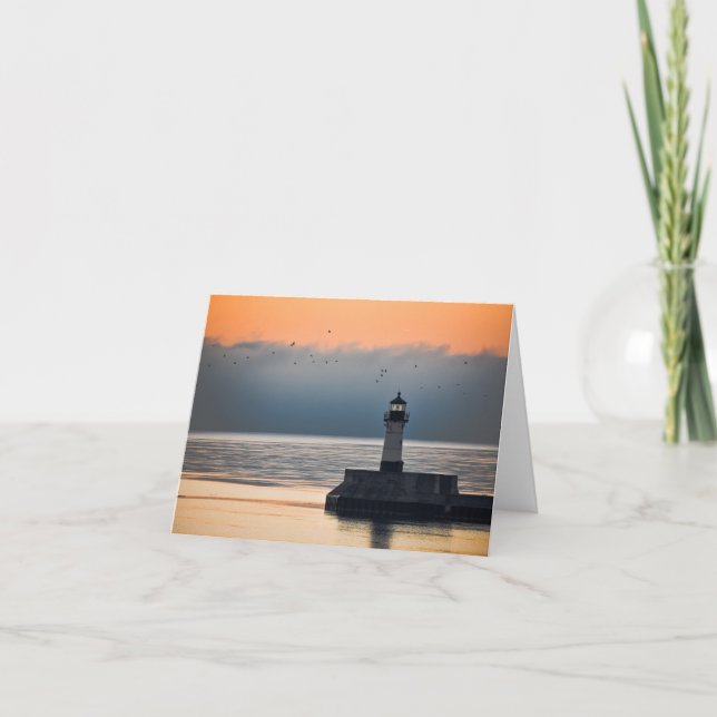 Sunset and lighthouse note card (Front)
