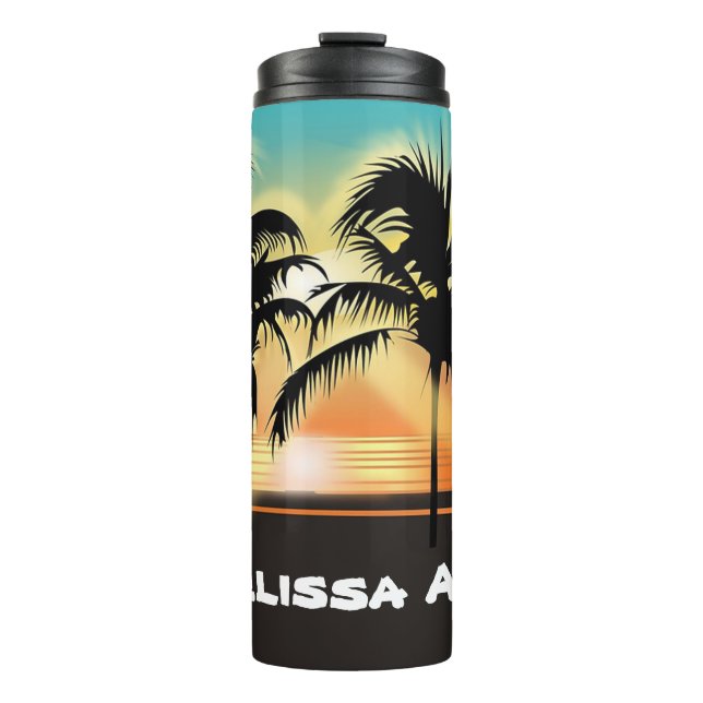 Sunset and Palm Trees Thermal Tumbler (Front)