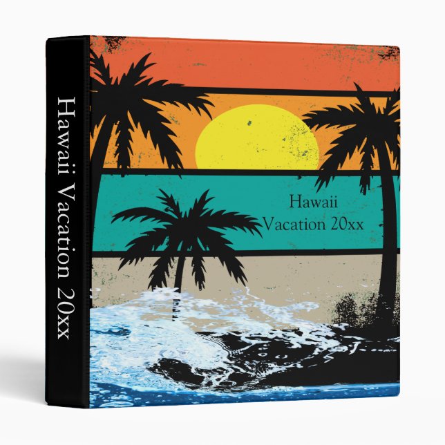 Sunset And Palm Trees Vacation Photo Album 3 Ring Binder (Front/Spine)