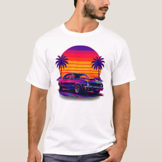 Sunset And Retro Car T-Shirt