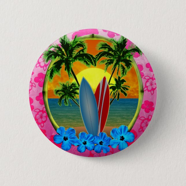 Sunset And Surfboards Button (Front)