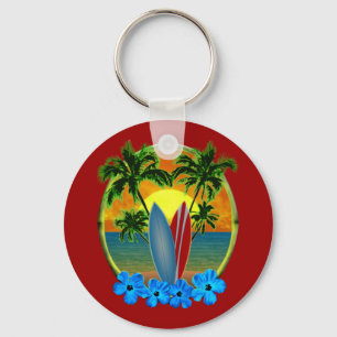 Sunset And Surfboards Keychain