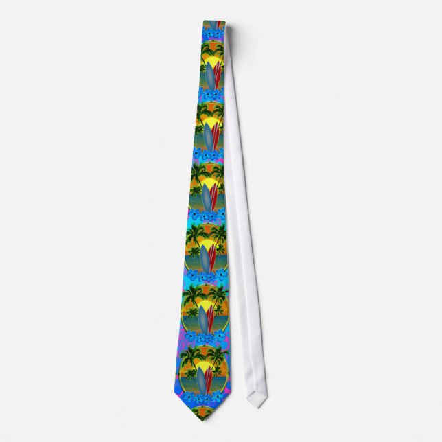 Sunset And Surfboards Neck Tie (Front)