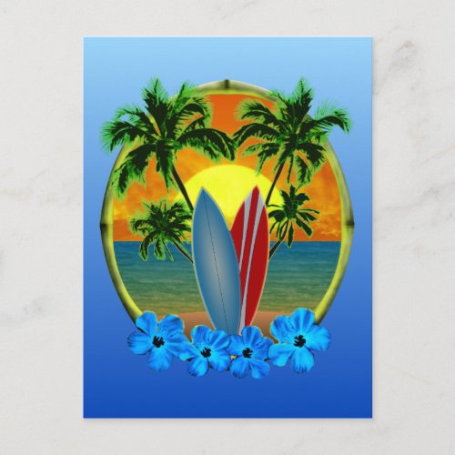 Sunset And Surfboards Postcard
