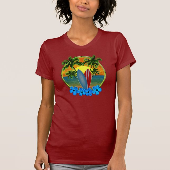 Sunset And Surfboards T-Shirt (Front)