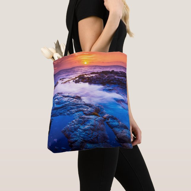 Sunset And Tide Pool In Hawaii Tote Bag (Close Up)