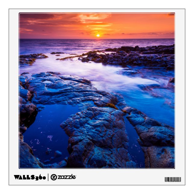 Sunset And Tide Pool In Hawaii Wall Decal (Front)