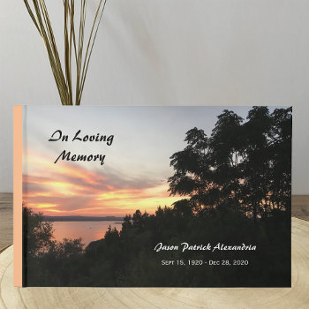 Sunset And Tree Funeral Guest Book by sympathythankyou at Zazzle