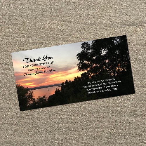 Sunset and Tree Sympathy Thank You Photo