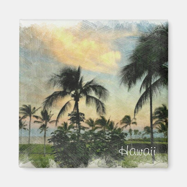 Sunset and Tropical Trees Magnet (Front)
