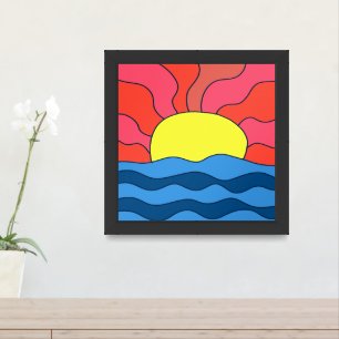 Sunset and Waves Framed Art