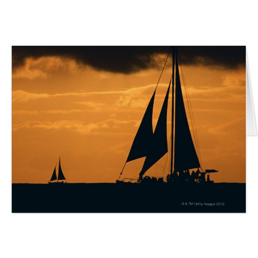 Sunset and Yacht 2 Cards (Front Horizontal)