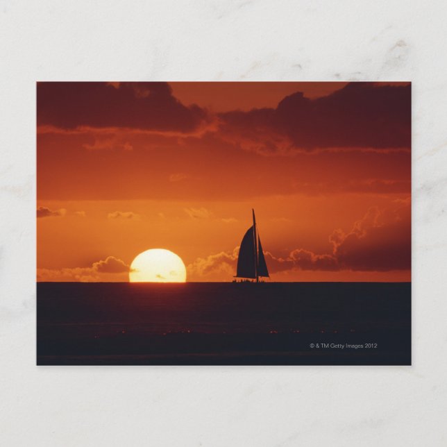 Sunset and Yacht 2 Postcard (Front)