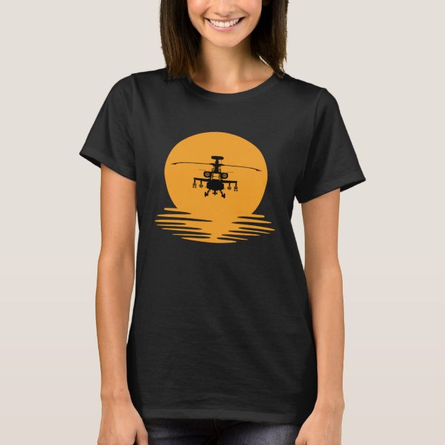 Sunset Apache Helicopter Military  for Helicopter  T-Shirt (Front)