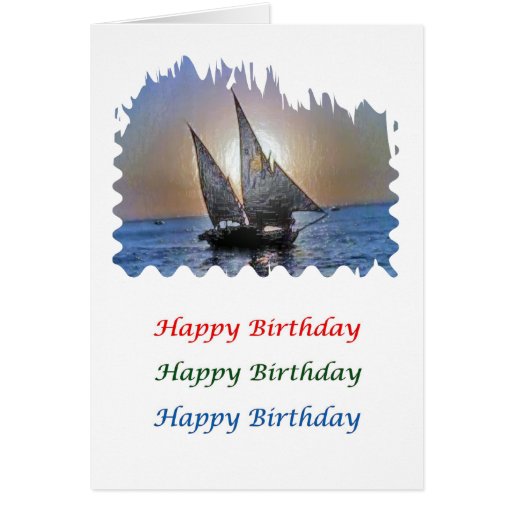 Sunset Art - HappyBirthday Sail Boat Card | Zazzle