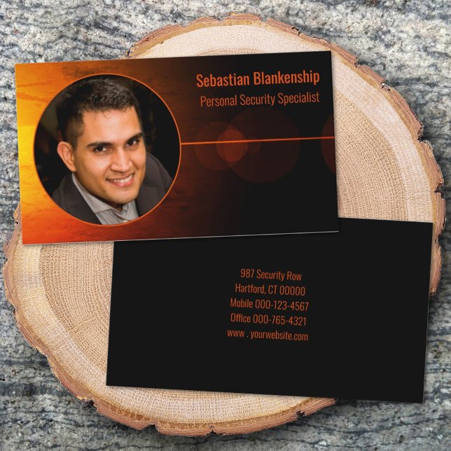 Sunset Art Security Professional Custom Photo  Business Card (Creator Uploaded)