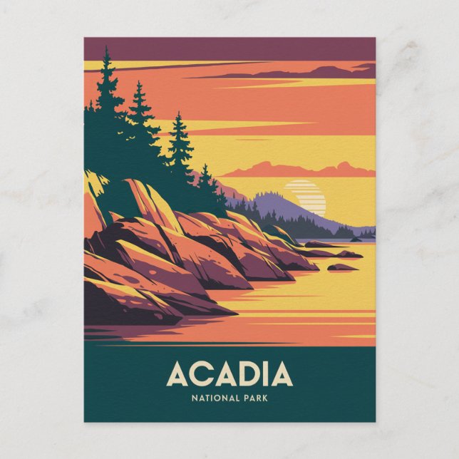 Sunset at Acadia National Park Postcard (Front)