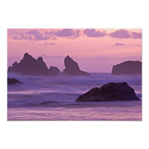 Sunset at Bandon Beach Sea Stacks Photo Print