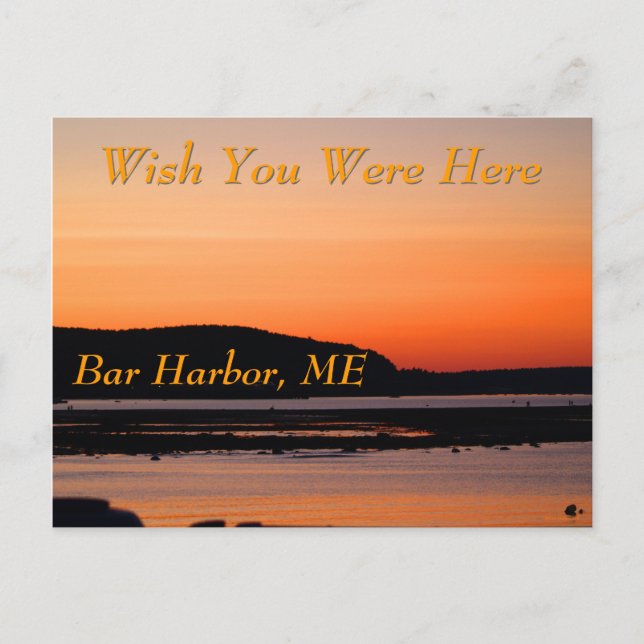 Sunset At Bar Harbor Postcard (Front)
